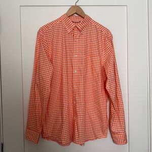 Vineyard Vines OTG Performance Brrr Shirt Mens Sz M Orange Button Gingham Check